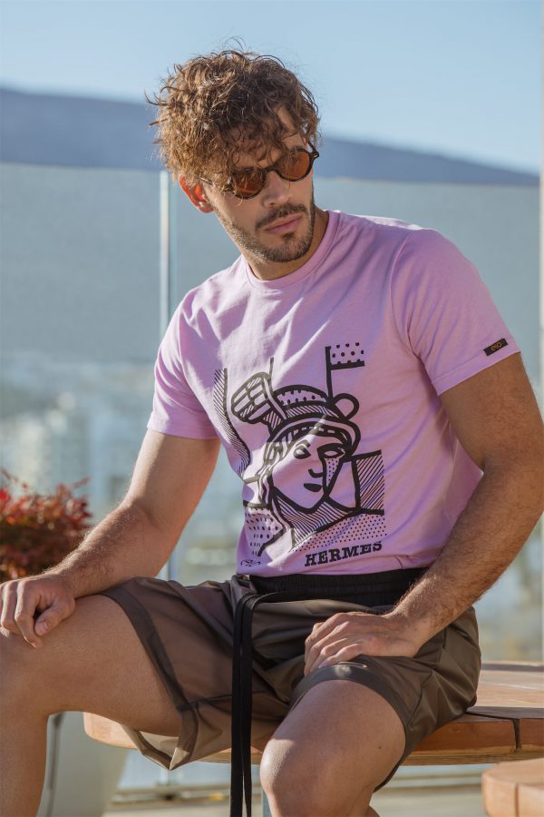 Men T-Shirt Lavender Hermes-3